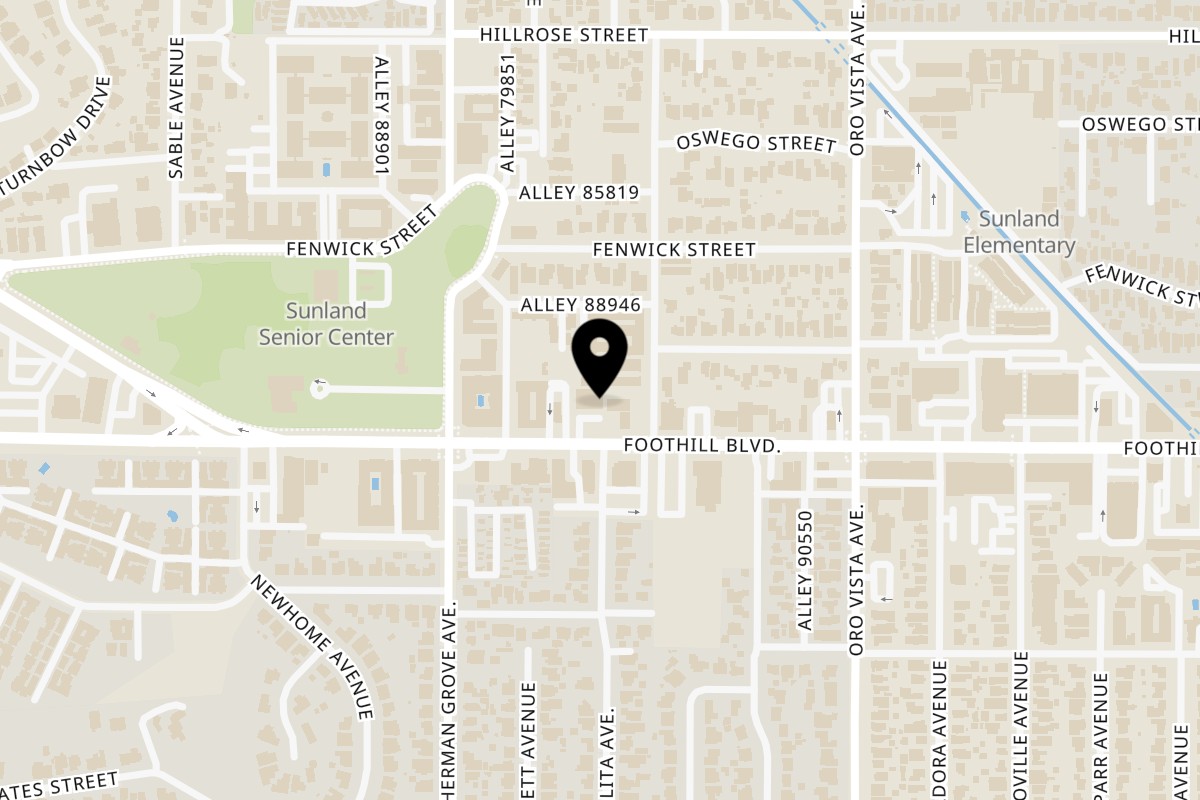 Map showing the location of Shawarma House Sunland on 8515 Foothill Blvd in Sunland